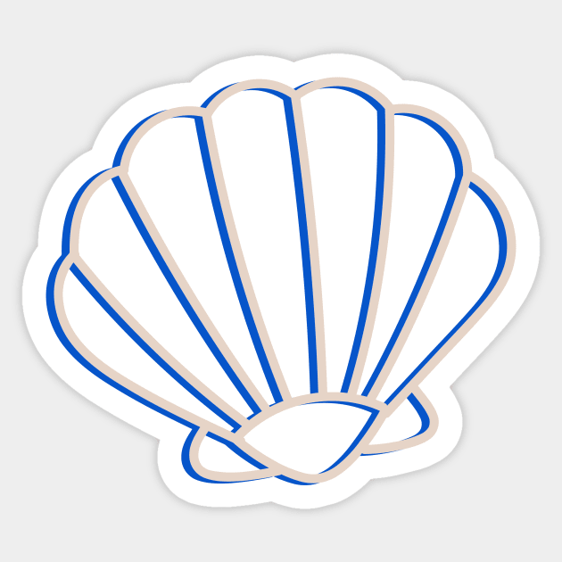 Blue and tan clam shell outline Sticker by anrockhi